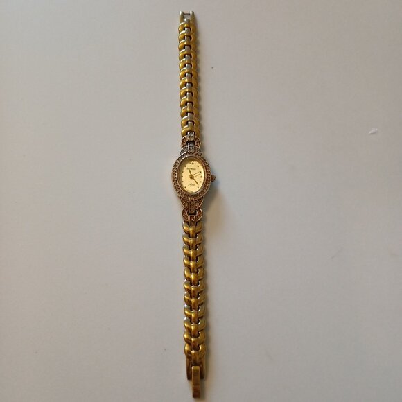 Vtg Armitron Now Women's Gold Tone Decorative Rhinestone Accent Watch 75/2234T - Picture 1 of 16